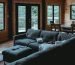 laptop computer on sectional couch
